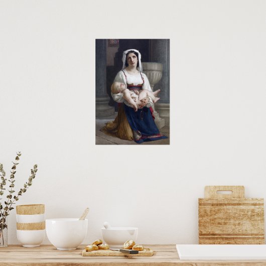 Bouguereau - Italiaanse paasant Kneeling Poster (Keuken)