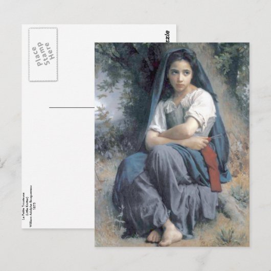 Bouguereau - La Petite Tricoteuse Briefkaart (Voorkant / Achterkant)