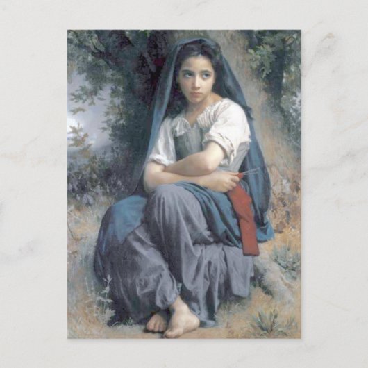 Bouguereau - La Petite Tricoteuse Briefkaart (Voorkant)