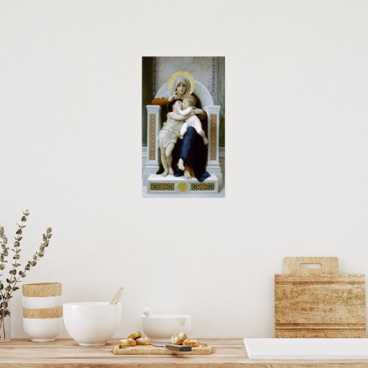 Bouguereau - La Vierge, L'Enfant Jésus et Saint Je Poster (Keuken)