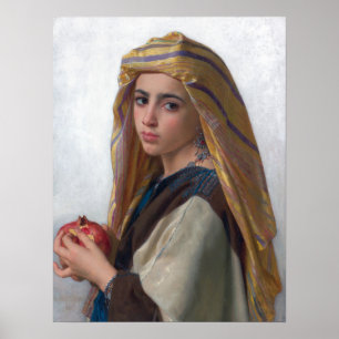 Bouguereau - meisje met een Pomegranaat Poster