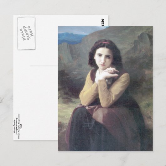 Bouguereau - Mignon Pensive Briefkaart (Voorkant / Achterkant)