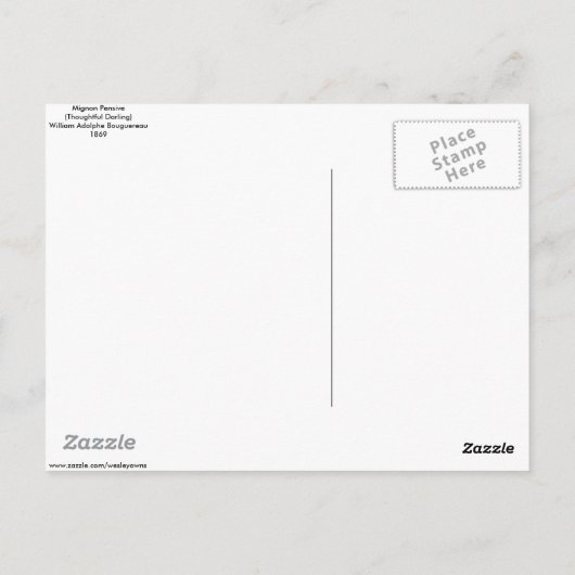 Bouguereau - Mignon Pensive Briefkaart (Achterkant)