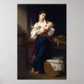 Bouguereau - moeder en kind poster (Voorkant)