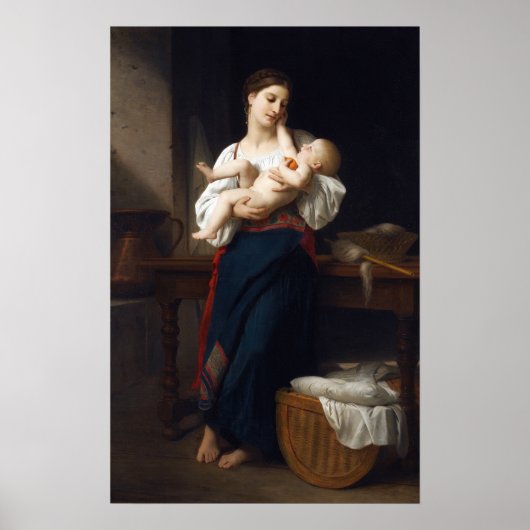 Bouguereau - moeder en kind poster (Voorkant)