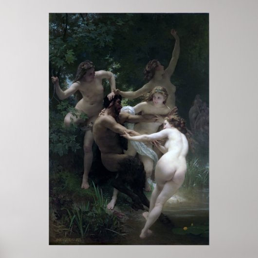 Bouguereau - Nimfen en sater, 1873 Poster (Voorkant)