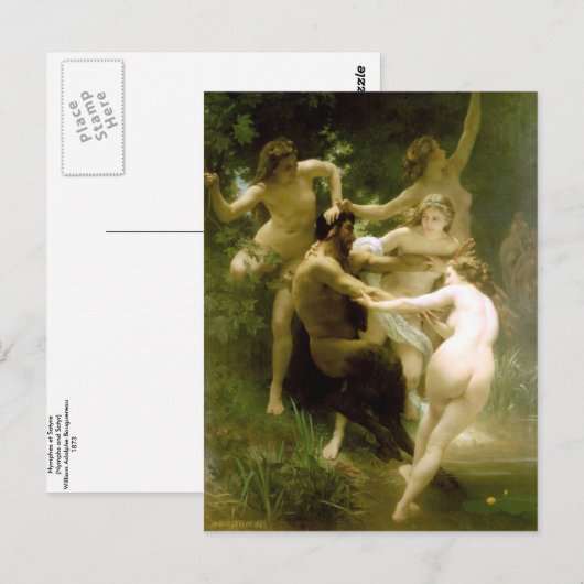 Bouguereau - Nymphes et Satyre Briefkaart (Voorkant / Achterkant)