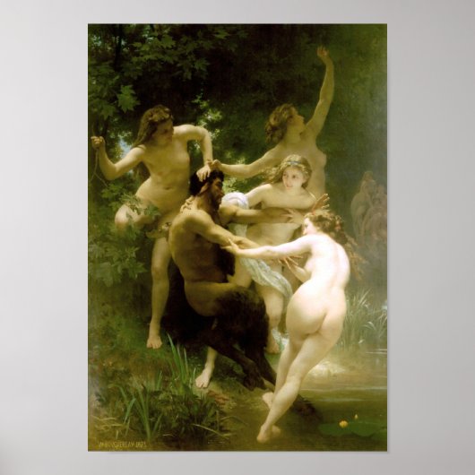 Bouguereau - Nymphes et Satyre Poster (Voorkant)