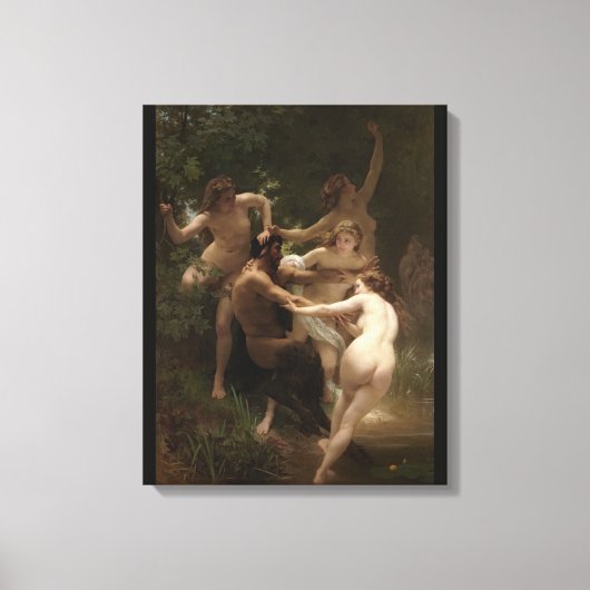 Bouguereau Nymphs en Satyr Canvas Afdruk (Voorkant)