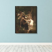 Bouguereau Nymphs en Satyr Canvas Afdruk (Insitu (Houten vloer))