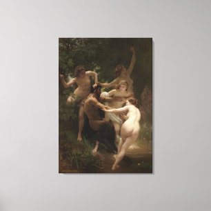 Bouguereau Nymphs en Satyr Canvas Afdruk