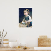 Bouguereau - Petite Fille au Bol Bleu Poster (Keuken)