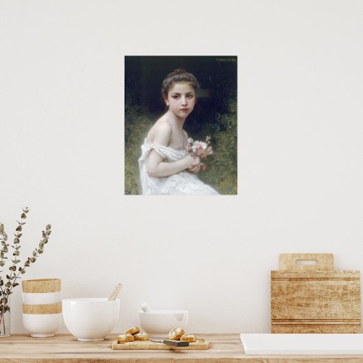 Bouguereau - Petite Fille au Bouquet Poster (Keuken)