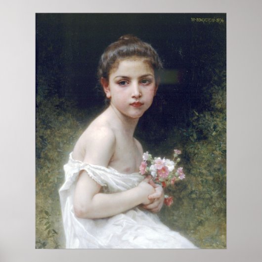 Bouguereau - Petite Fille au Bouquet Poster (Voorkant)