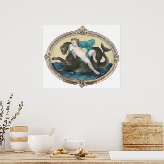 Bouguereau - Putti Sur un Griffon Poster (Keuken)