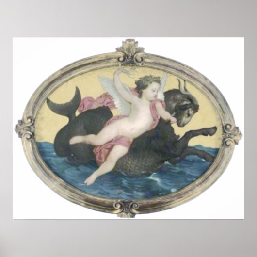 Bouguereau - Putti sur un Monstre Marin Poster (Voorkant)