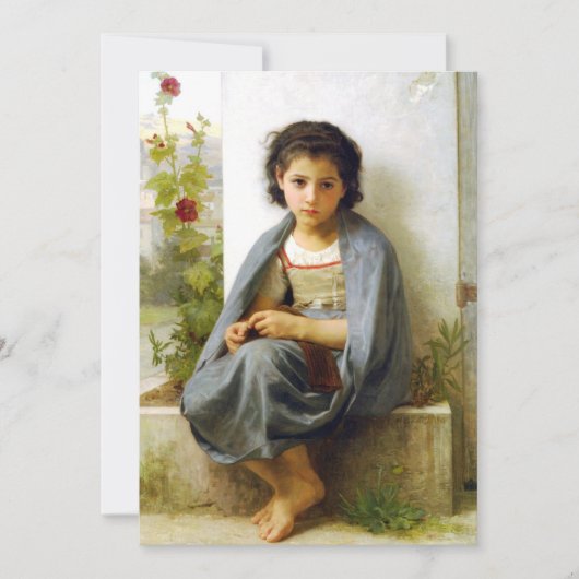 Bouguereau The Little Knitter Invitations Kaart (Voorkant)