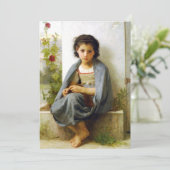 Bouguereau The Little Knitter Invitations Kaart (Staand voorkant)