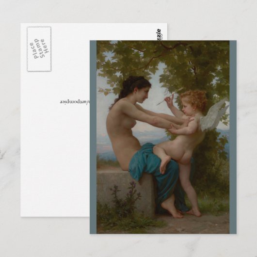 Bouguereau Young Girl die zich uitspreekt tegen Er Briefkaart (Voorkant / Achterkant)