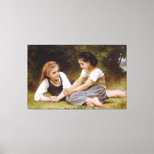 Bouguereau's 1882 The Nut Gatherers Les noisettes Canvas Afdruk