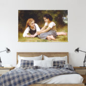 Bouguereau's 1882 The Nut Gatherers Les noisettes Canvas Afdruk (Insitu (Slaapkamer))