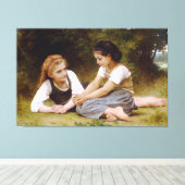 Bouguereau's 1882 The Nut Gatherers Les noisettes Canvas Afdruk (Insitu (Houten vloer))
