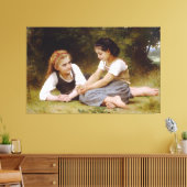 Bouguereau's 1882 The Nut Gatherers Les noisettes Canvas Afdruk (Insitu (Woonkamer))