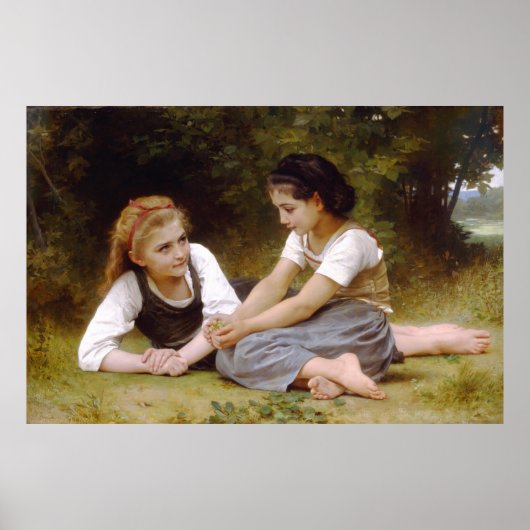Bouguereau's 1882 The Nut Gatherers Les noisettes Poster (Voorkant)