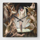 Bouguereau's Angels Surround Cupid Vierkante Klok (Voorkant)