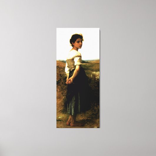 Bouguereau's De jonge herderin (1895) Canvas Afdruk (Voorkant)