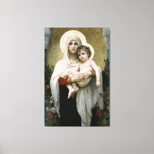 Bouguereau's De Madonna van de Rozen (1903) Canvas Afdruk (Voorkant)