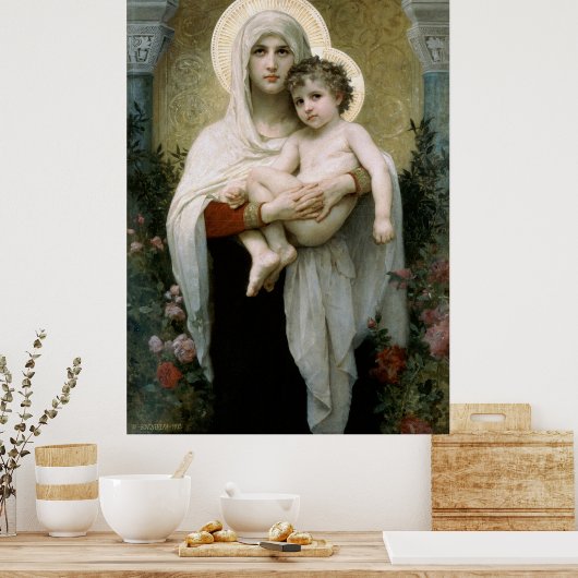 Bouguereau's De Madonna van de Rozen (1903) Poster (Keuken)