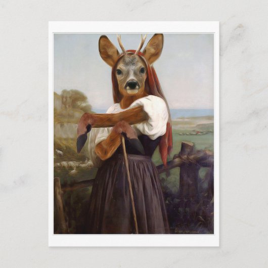 Bouguereau's Dearest Deer Shepherdess Briefkaart (Voorkant)