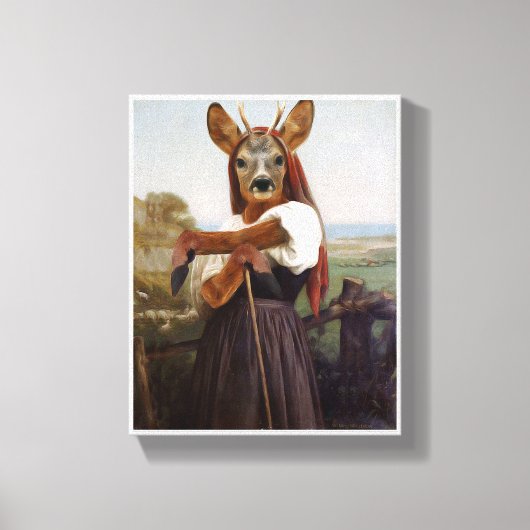 Bouguereau's Dearest Deer Shepherdess Canvas Afdruk (Voorkant)