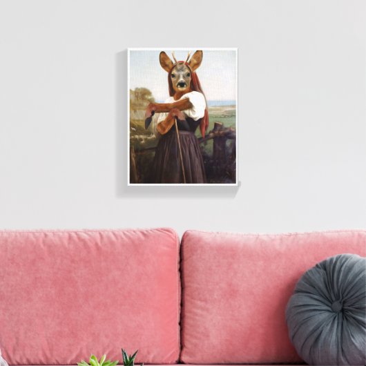 Bouguereau's Dearest Deer Shepherdess Canvas Afdruk (Insitu (Woonkamer))