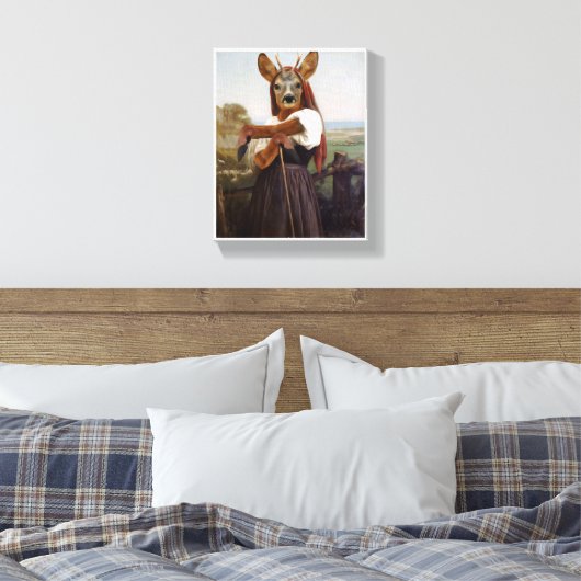 Bouguereau's Dearest Deer Shepherdess Canvas Afdruk (Insitu (Slaapkamer))