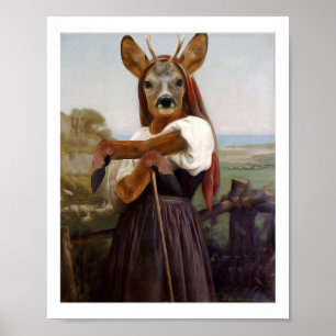 Bouguereau's Dearest Deer Shepherdess Poster