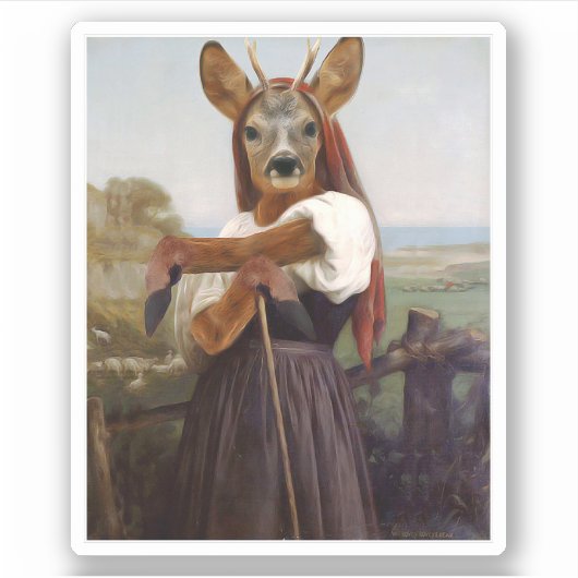 Bouguereau's Dearest Deer Shepherdess Sticker (Voorkant)