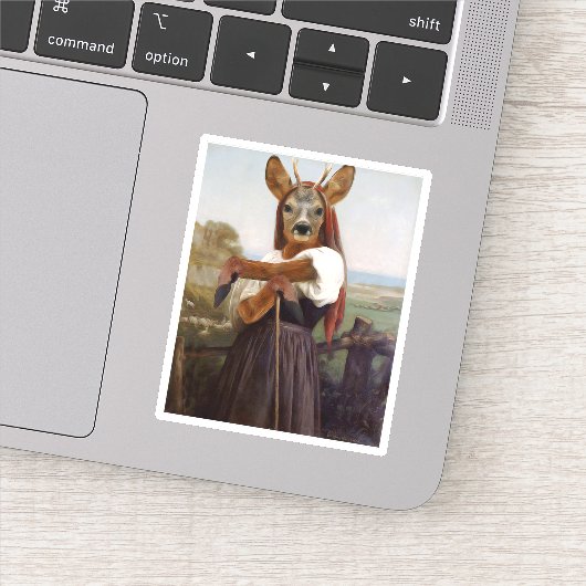 Bouguereau's Dearest Deer Shepherdess Sticker (Detail)