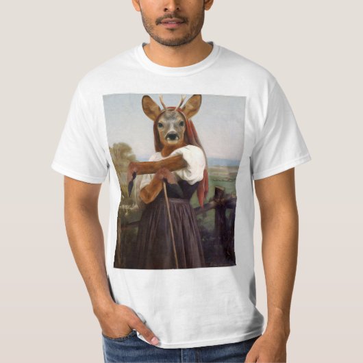 Bouguereau's Dearest Deer Shepherdess T-shirt (Voorkant)