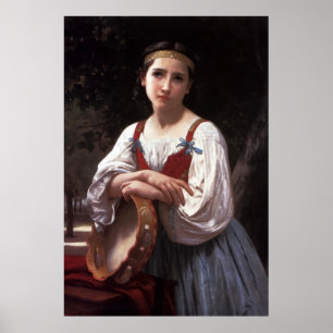 Bouguereau's Gypsy Girl with a Basque Drum (1867) Poster