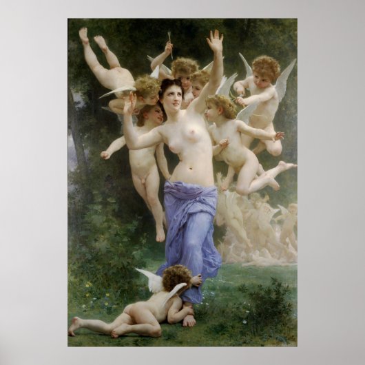Bouguereau's Klassieke 1892 die het nest van het W Poster (Voorkant)