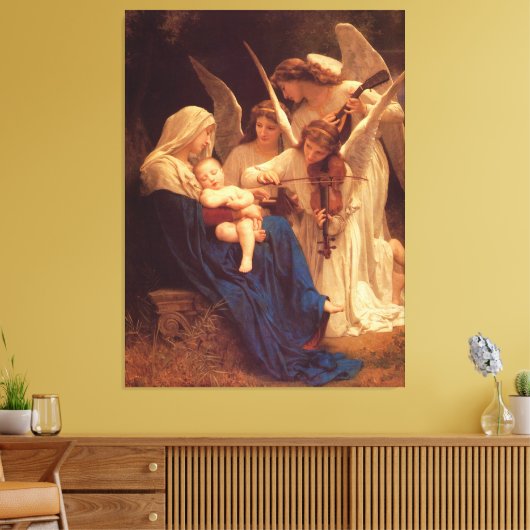 Bouguereau's klassieke schilderij: Zong van de Ang Canvas Afdruk (Insitu (Woonkamer))