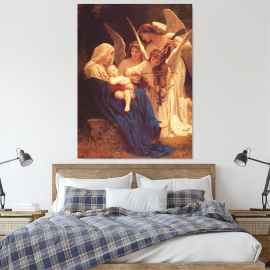 Bouguereau's klassieke schilderij: Zong van de Ang Canvas Afdruk (Insitu (Slaapkamer))