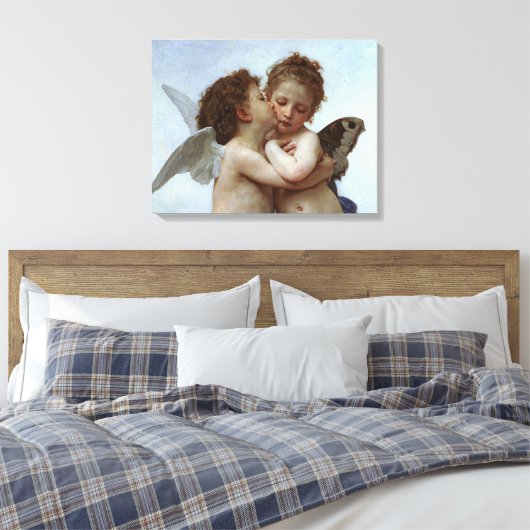 Bouguereau's L'Amour et Psyche, enfants (Cupid) Canvas Afdruk (Insitu (Slaapkamer))