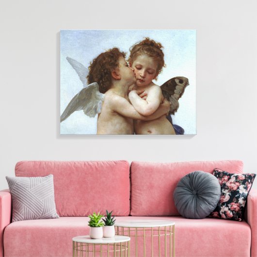 Bouguereau's L'Amour et Psyche, enfants (Cupid) Canvas Afdruk (Insitu (Woonkamer))