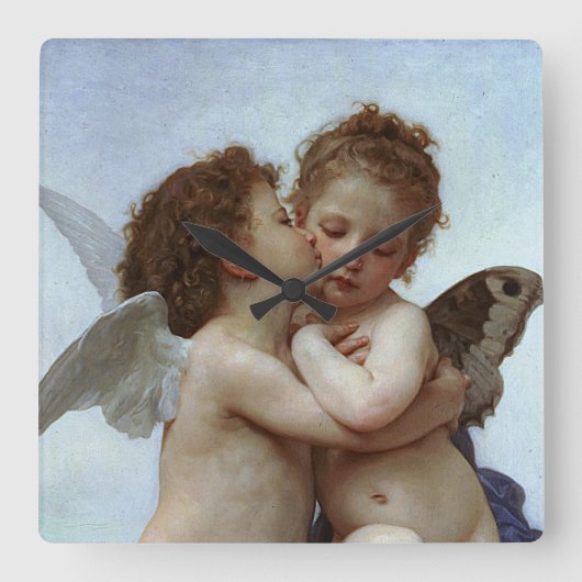 Bouguereau's L'Amour et Psyche, enfants (Cupid) Vierkante Klok (Voorkant)