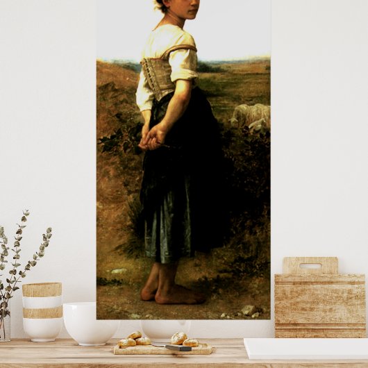 Bouguereau's schilderij van 1895: De jonge herderh Poster (Keuken)