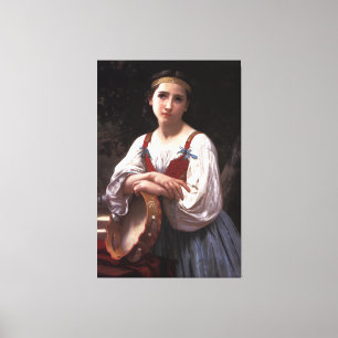 Bouguereau's zigeunermeisje met een Baskische rum  Canvas Afdruk