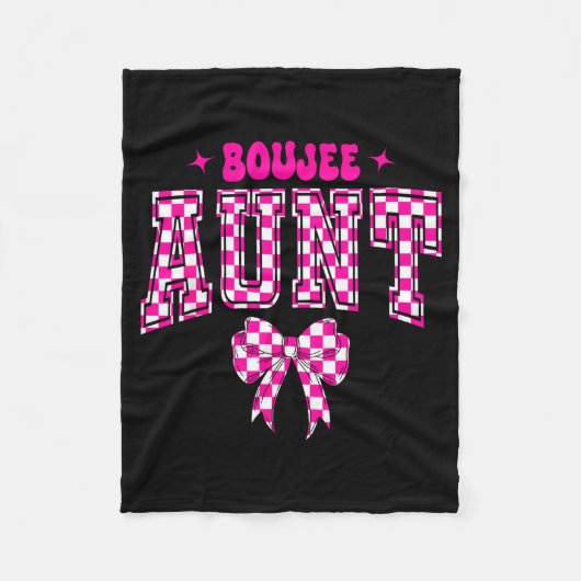 Boujee Aunt Nk Checkered Bow Birthday Family Match Fleece Deken (Voorkant)